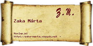 Zaka Márta névjegykártya
